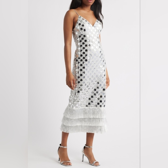 Saylor Suni sequin fringe cocktail Dress